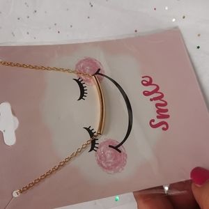 Smile Gold Tone fashion necklace